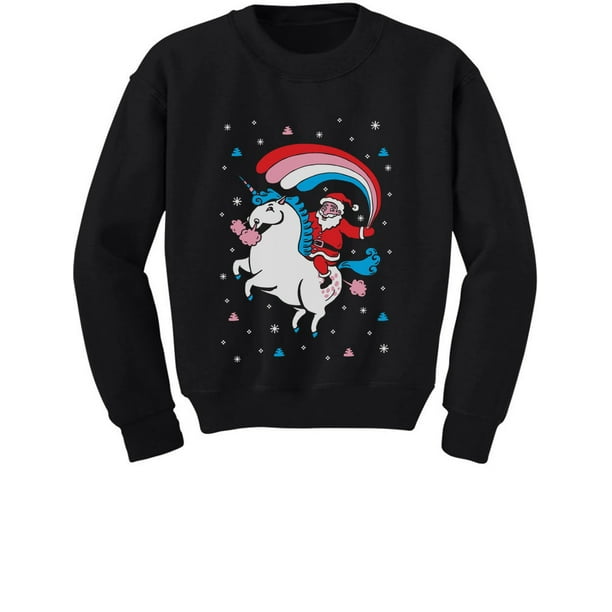 Santa Riding Unicorn Rainbow Ugly Christmas Toddler/Kids Sweatshirt Santa Riding Unicorn Rainbow Ugly Christmas Toddler/Kids Sweatshirt